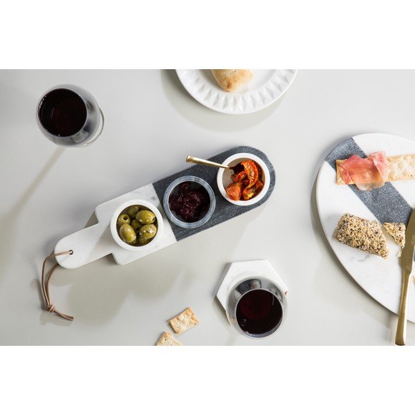 Комплект от 3 купи от бял и сив мрамор за сервиране Мрамор - Premier Housewares-image-1