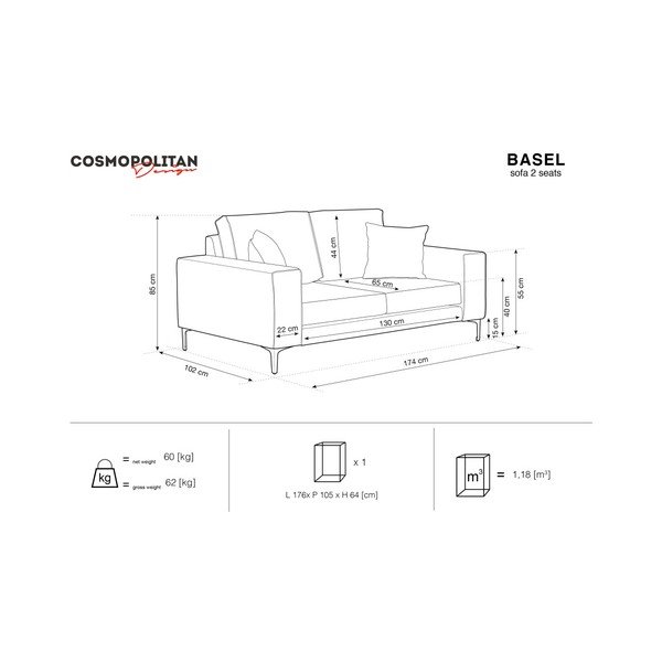 Tmavě modrá dvoumístná pohovka Cosmopolitan Design Basel-image-1