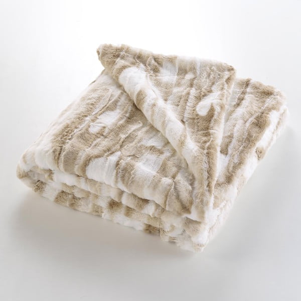 Бежово одеяло от изкуствена кожа 180x220 cm Cheyenne – douceur d'intérieur