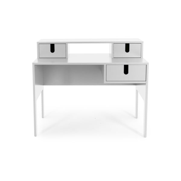 Бяло работно бюро с 3 чекмеджета Uno - Tenzo