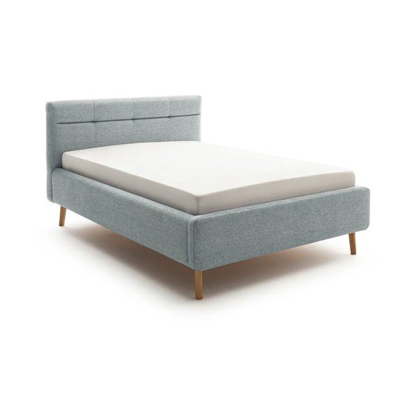 Сиво-синьо двойно легло 140x200 cm тапицирано с място за съхранение с включена подматрачна рамка Lotte – Meise Möbel