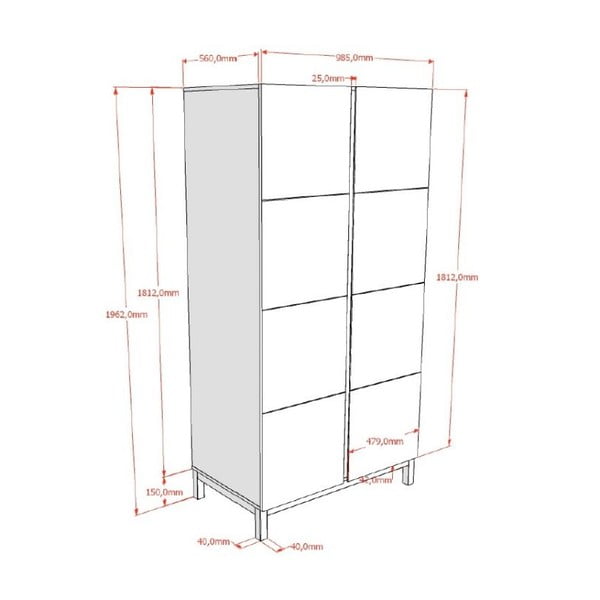 Бял детски гардероб 99x196x58 cm Eva – Vipack-image-2