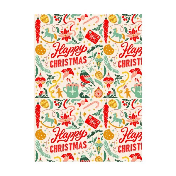5 листа опаковъчна хартия, 50 x 70 cm Happy Christmas - eleanor stuart