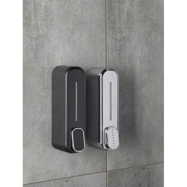 Стенен пластмасов диспенсер за сапун лъскаво сребро 350 ml Aqualine Mullet – Sapho-image-1