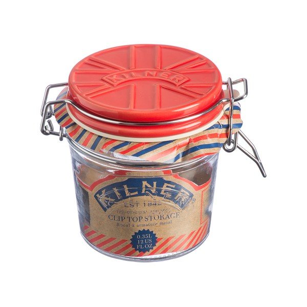 Zavařovací sklenice s červeným keramickým klipovým víčkem Kilner England, 0,35 l-image-1