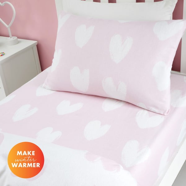 Единичен фланелен детски чаршаф 90x190 cm Hearts – Catherine Lansfield-image-3