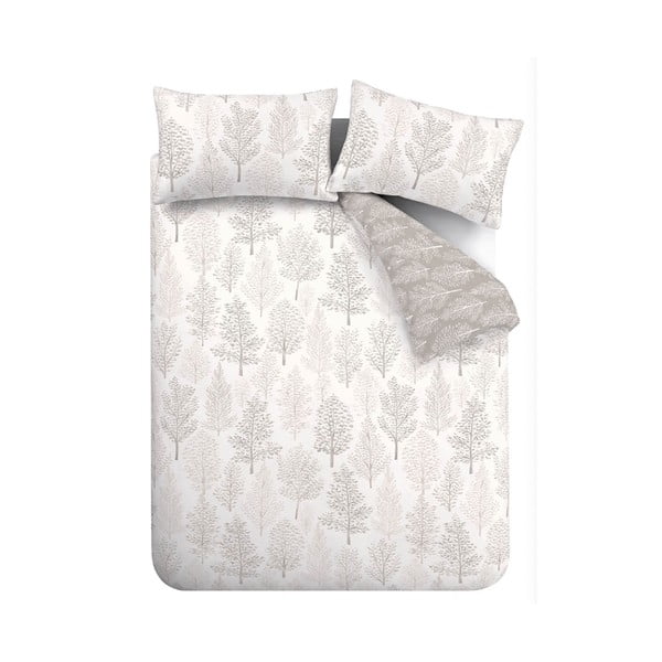 Бяло и бежово спално бельо за двойно легло 200x200 cm Wilda Tree - Catherine Lansfield
