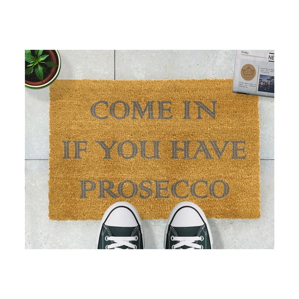 Изтривалка от естествен кокос Come In If you Have Prosecco, 40 x 60 cm - Artsy Doormats-image-2