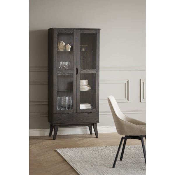 Кафява витрина от декор от дъб  82x185 cm Filippa – Rowico-image-1