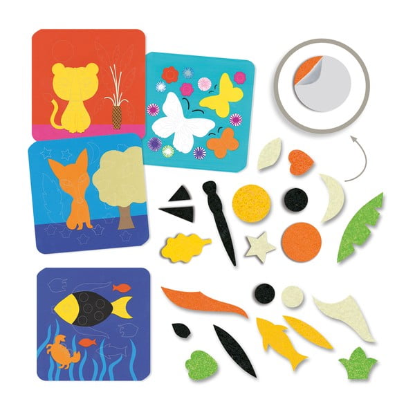 Комплект за изработване на 4 колажа с филц Naturaleza - Djeco-image-1