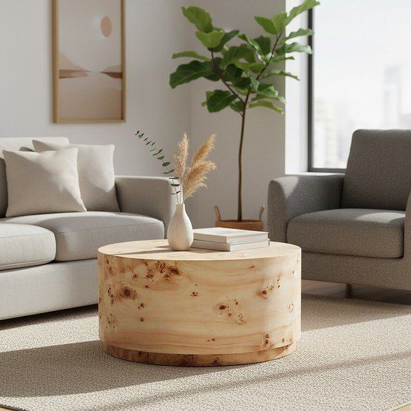 Кръгла масичка за кафе в естествен цвят ø 80 cm Mota – Premier Housewares-image-1