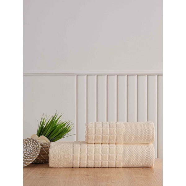 Бели памучни хавлии и кърпи за баня в комплект от 2 бр. от тери Square – Mila Home-image-1