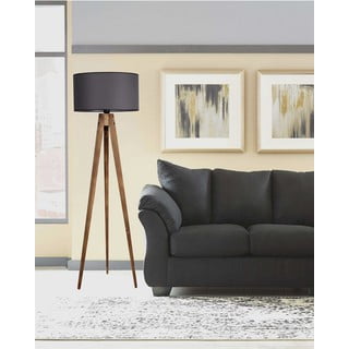 Черна и кафява подова лампа с текстилен абажур (височина 153 cm) Tripod – Opviq lights
