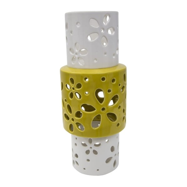 Žluto-bílá porcelánová váza Mauro Ferretti Ring