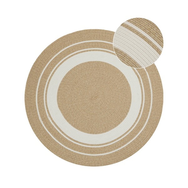 Кръгъл външен килим в естествен цвят ø 150 cm - NORTHRUGS
