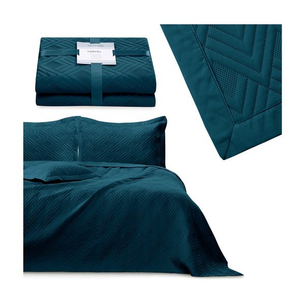 Капитонирано покривало за легло от микрофибър в петролен цвят 220x240 cm Ophelia – Restilo-image-3