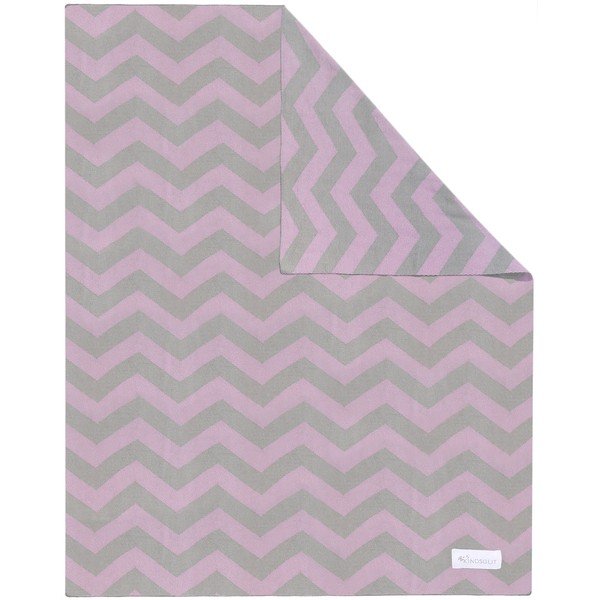 Розово-сиво памучно бебешко одеяло Зигзаг, 80 x 100 cm - Kindsgut-image-2