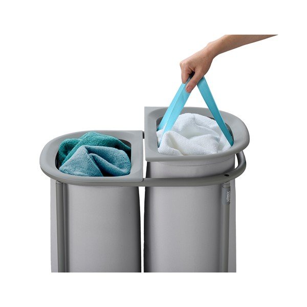 Светлосив текстилен кош за пране 2x40 l Duo – Joseph Joseph-image-3