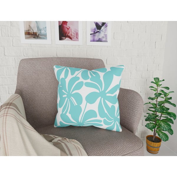 Тюркоазена и бяла калъфка за възглавница Jungle Paradiso, 43 x 43 cm - Vitaus-image-1