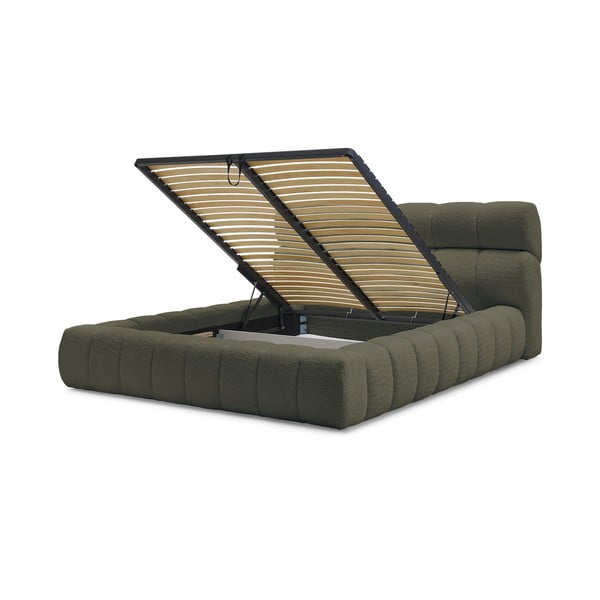 Зелено двойно тапицирано легло с място за съхранение с включена подматрачна рамка 160x200 cm Mont Blanc – Bobochic Paris-image-4