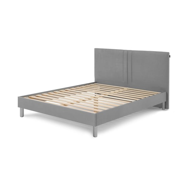 Сиво тапицирано двойно легло с решетка 180x200 cm Kerry - Bobochic Paris