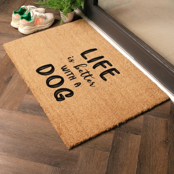 Изтривалка от кокосови влакна 60x90 cm Life Is Better With a Dog – Artsy Doormats-image-1