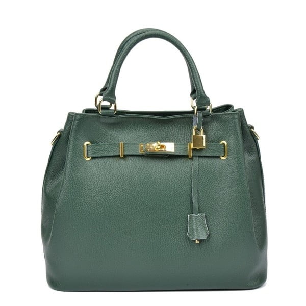 Зелена кожена чанта Paris Verde - Isabella Rhea