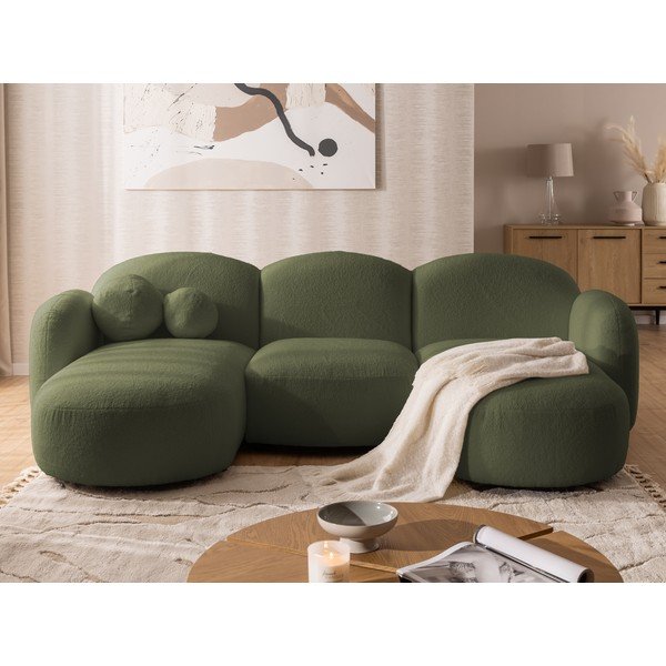 Зелен ъглов диван от букле (U форма) Orbit – Ropez-image-1