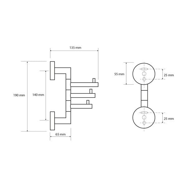 Стенна месингова поставка за кърпи в лъскаво сребристо X-Round – Sapho-image-2