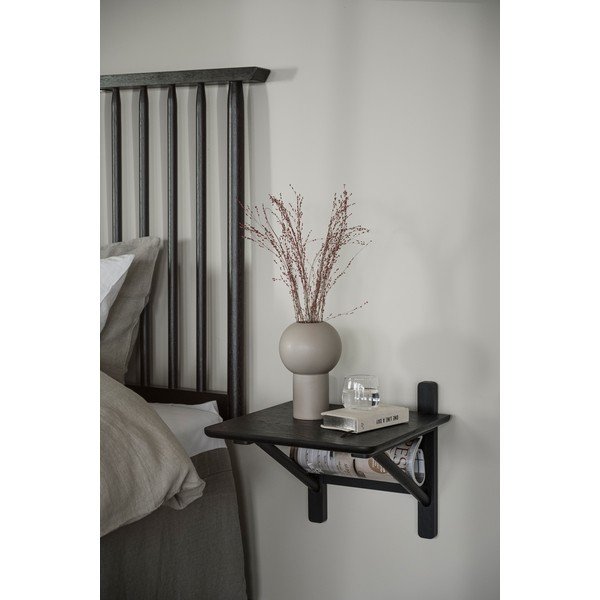 Черно нощно шкафче в дъбов декор с рафтове Camrose - Rowico-image-1