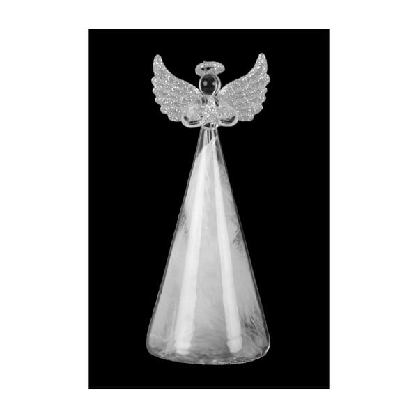 Коледен стъклен орнамент във формата на ангел с пера Декор Ego, височина 18 см - Ego Dekor