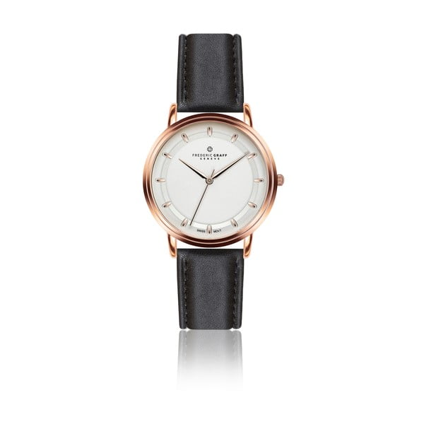 Unisex hodinky s černým páskem z pravé kůže Frederic Graff Thelma