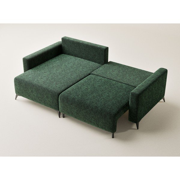 Тъмнозелен шенилов сгъваем/с място за съхранение ъглов диван (ляв ъгъл) Leon – Maison de Rêve-image-3