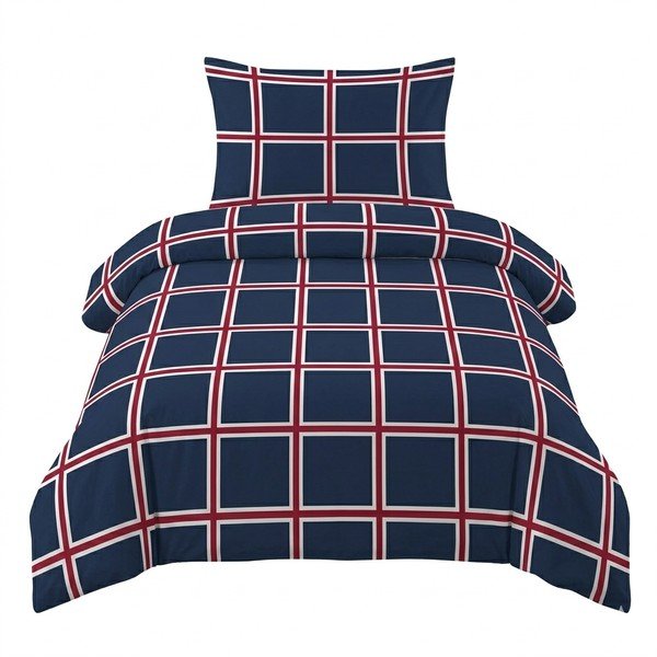 Тъмносиньо единично  памучно спално бельо 140x200 cm Frank – Cotton House