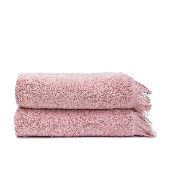 Sada 2 růžových bavlněných ručníků Casa Di Bassi Face, 50 x 90 cm