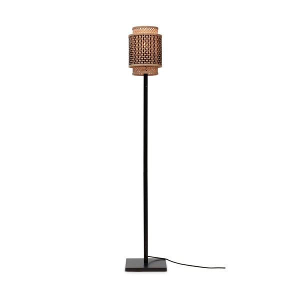 Подова лампа с бамбуков абажур в черен и естествен цвят (височина 135 см) Bhutan - Good&Mojo