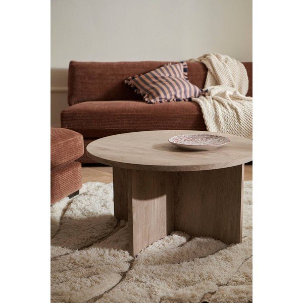 Кръгла масичка за кафе от МДФ в светло естествен цвят ø 85 cm Poppy – Ellos Home-image-1