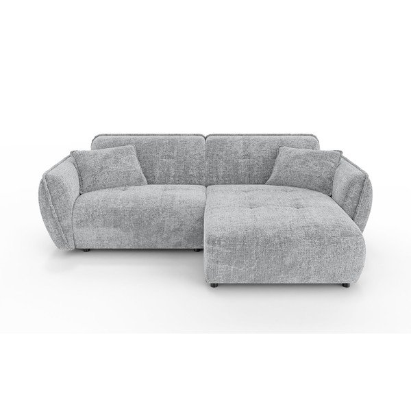 Светлосив шенилов ъглов диван (десен ъгъл) Nelia – Ropez