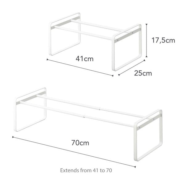 Бяла метална телескопична стойка за обувки Kobe - YAMAZAKI-image-4