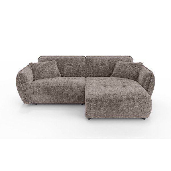 Кафяво-сив шенилов ъглов диван (десен ъгъл) Nelia – Ropez