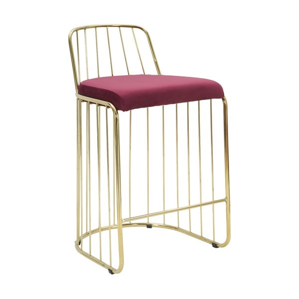 Виненочервен бар стол със златен дизайн на клетката - Mauro Ferretti