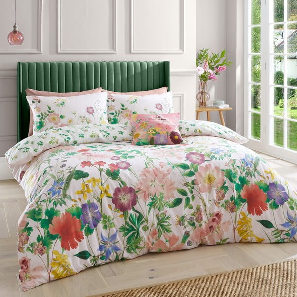 Розово памучно спално бельо за двойно легло 200x200 cm Cottage Meadow - RHS