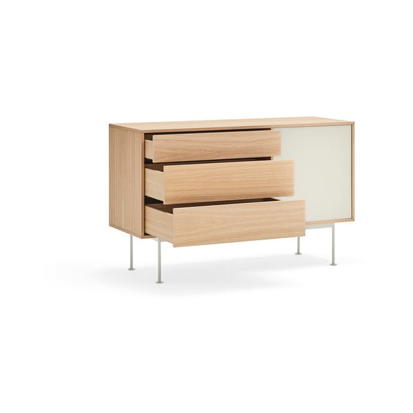 Кремавобял скрин с дъбов фурнир , ширина 128 см Yoko - Teulat-image-3