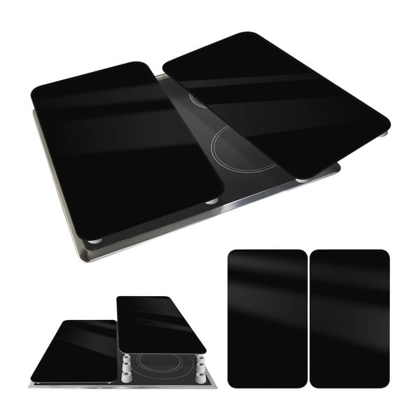 Комплект от 2 стъклени капака за печка Universal black - Wenko-image-2