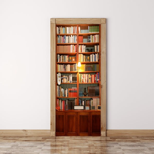 Tapeta na dveře WALPLUS Vintage Bookcase, 88 x 200 cm