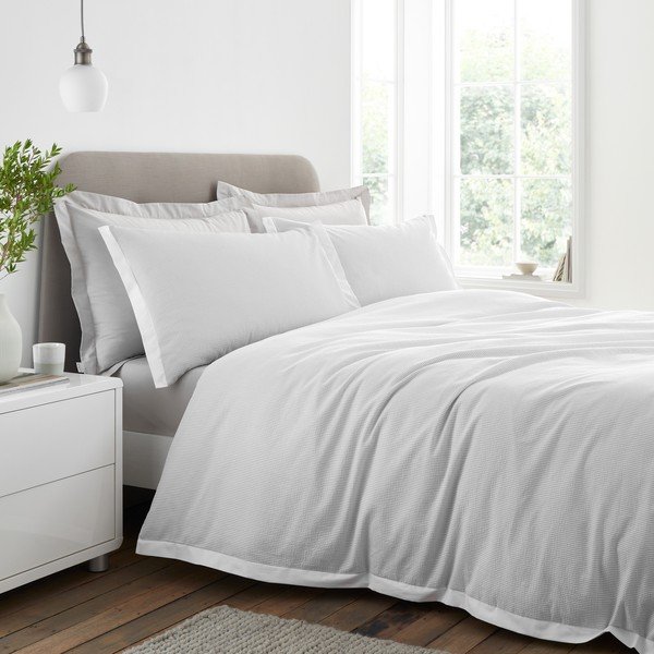 Светлосиво двойно  3 части спално бельо от памук перкал 200x200 cm Seersucker Woven Stripe – Bianca-image-1