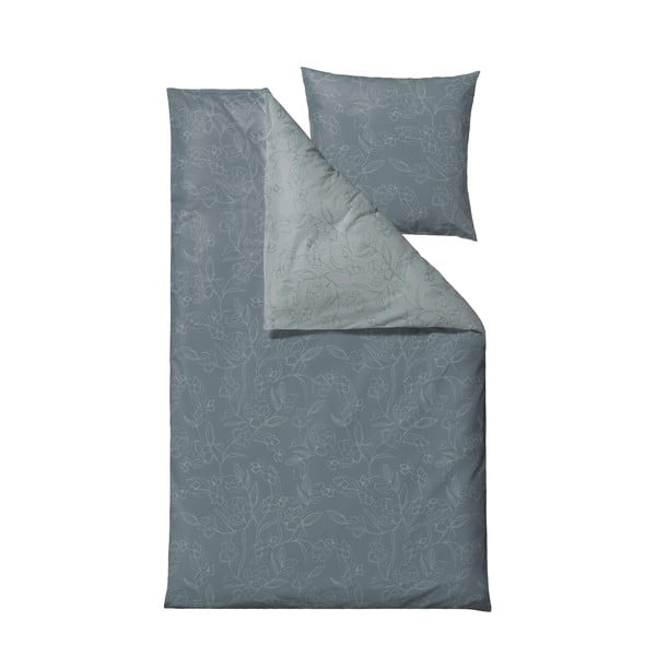 Синьо памучно спално бельо от сатен за единично легло 140x200 cm Infinity - Södahl
