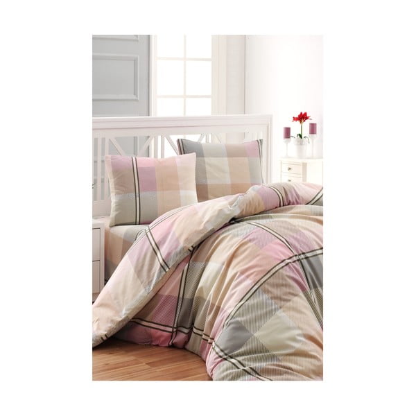 Памучно спално бельо за единично легло Ranforce Tartan Rosé, 160 x 220 cm - Unknown