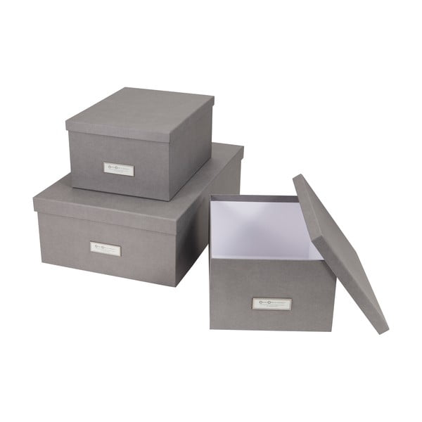 Комплект от 3 сиви кутии за съхранение Inge - Bigso Box of Sweden-image-2