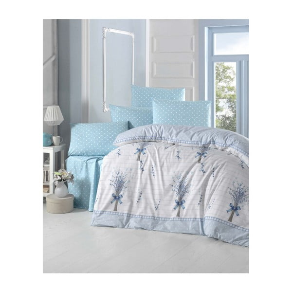 Двойно спално бельо с чаршаф и 2 калъфки за възглавници Fiquoise, 200 x 220 cm - Mijolnir